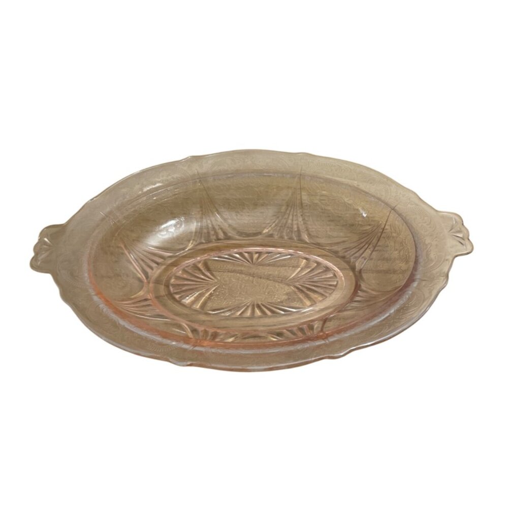 Pink Depression Glass Hazel Atlas Royal Lace Oval Serving Vegetable Bowl 1930-40